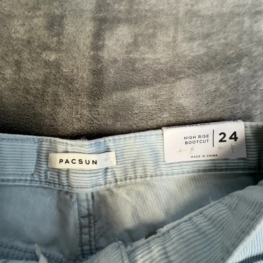 PacSun High Rise Bootcut Corduroy Pants Womens 24 Blue‎ Grey Flare Leg New